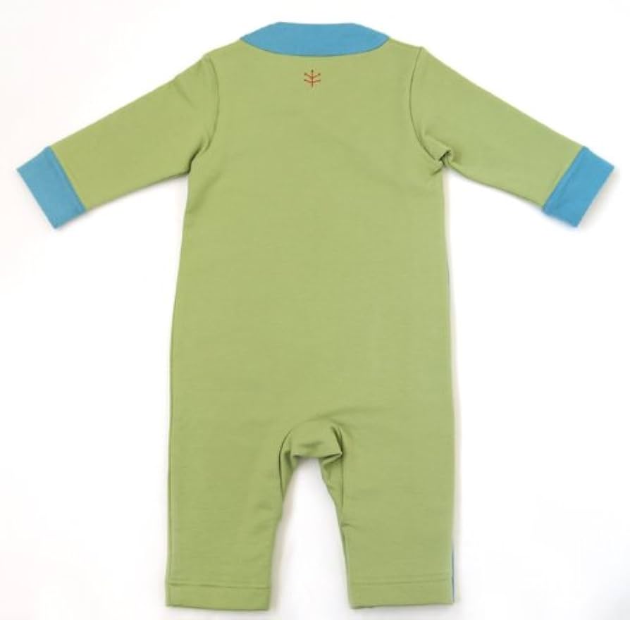 黄緑の袖のロンパース